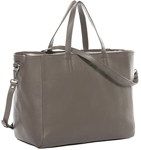 BACCINI Handtasche echt Leder - Henkeltasche RENA - Umhängetasche Damentasche mit Schultergurt - Ledertasche Damen grau handgefertigt