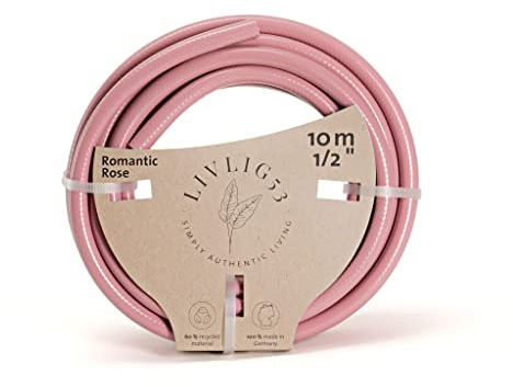 LIVLIG Gartenschlauch 10m, Gartenschlauch 1/2 Zoll Made in Germany, Wasserschlauch 10m aus recyceltem PVC, formstabil, Farbe: Rosa