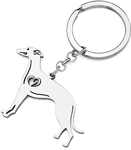 YAYAKO Porte-clés chien acier inoxydable Portefeuille Porte-clés voiture Bijoux Animaux Amoureux Chiens Cadeaux Femme Filles Porte-clés chien (Porte-clés Whippet plaqué argent)