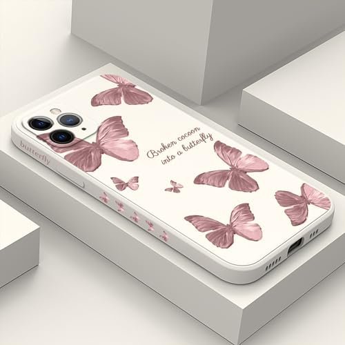 LEECG für iphone 11 Pro Max Hülle Seite kreatives Design Drucke Schlanke Weiche Schützende Handyhülle iphone 11 Pro Max 6,5 Zoll-Schmetterling Weiß