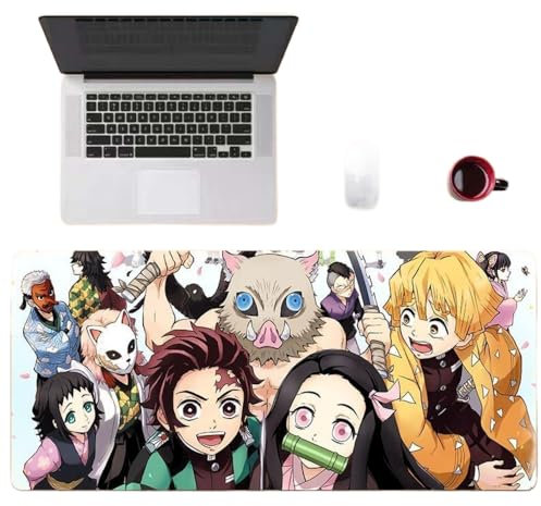 NIRBO Demon Slayer Tapis de souris avec base en caoutchouc antidérapant. Tapis de souris de jeu imperméable, XXL, convient pour décoration de salle de jeux pour joueurs (01, 800 x 300 x 3 mm)