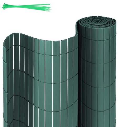 Ansobea Brise-vue en PVC - 120 x 800 cm - Avec renfort interne en forme de W - Brise-vue pour jardin - Protection contre le vent et le soleil - Avec serre-câbles - Vert