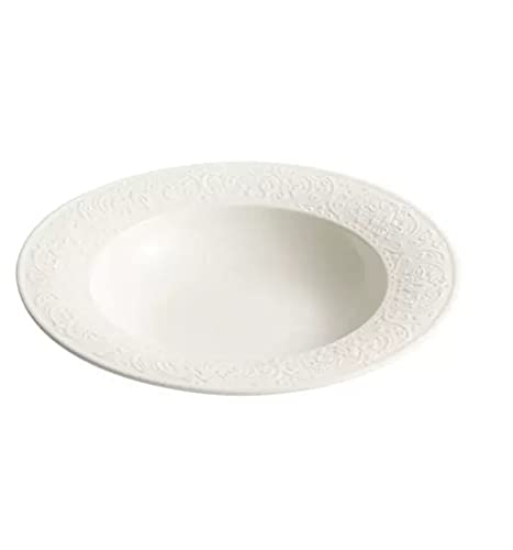 Assiettes Plates Bol à pâtes en céramique Bol à soupe maison Assiette à soupe ronde Restaurant Café Saladier Assiette à dessert Assiette creuse blanche pure Assiette à collation vintage Assiette à Sal