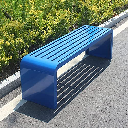QTQHOME Outdoor-Bank mit Stahlrahmen, wetterfest, Metallbank für den Außenbereich, Premium-Außenbank, Parkbank, Terrassenbank, Gartenbank (99,8 x 40,1 x 45,2 cm, blau)