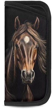 Belidome 1 x Brillenetui, weiche Brillen-Tasche für Damen und Herren, pferd, 42