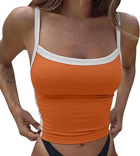 Double Layer Tank Tops Tight Damen V Ausschnitt Ärmellos Ärmellose Blusentop Tanktops Backless Slim Fit Sommer Camitop Untertop Cami Oberteile Ist Bügelfrei mit Bogenkante