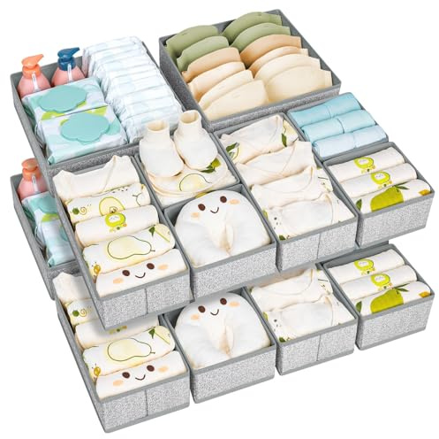 DIMJ 15Pack Fabric Drawer Dividers for Closet, Wardrobe, Bedroom, Nursery
