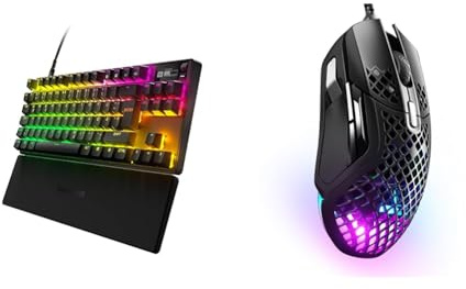 SteelSeries Apex Pro TKL HyperMagnetic Gaming-Tastatur & Aerox 5 - RGB Gaming-Mouse mit Öffnungen in der Oberfläche - Federleicht und wasserabweisend - Optischer TrueMove Air-Sensor mit 18.000 DPI