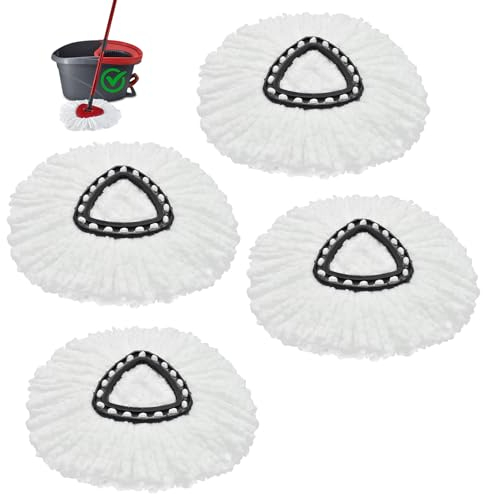Mops Cloths Reusable Microfiber Cleaning Mops for Vileda 2 in 1 Turbo EasyWring&Clean Spin System Mop Replacement Heads 4 Pieces