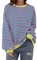 DUOEASE Sweatshirt Damen Langarm Farbblock Oversize Pullover Herbst Rundhals Pullover Y2K Oberteile(Grün-Rose,M)