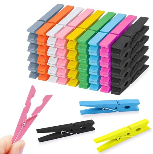 épingles en Bois, épingles pour vêtements, cintres en Bois avec Ressorts, Ensemble de 50 pièces, Longueur 7,2 cm, cintres colorés, épingles à Linge Lourdes avec Ressorts, cintres à séchage à l'air