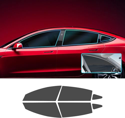 FDAIUN Scheibentönungsfolie Auto für Tesla Model 3 2020-2024 8%/20%/35% VLT PVC Vorgestanzt Autoscheiben Tönungsfolie Auto Tönung Glas Verdunkelung Aufkleber Sommer UV-Schutz zubehör
