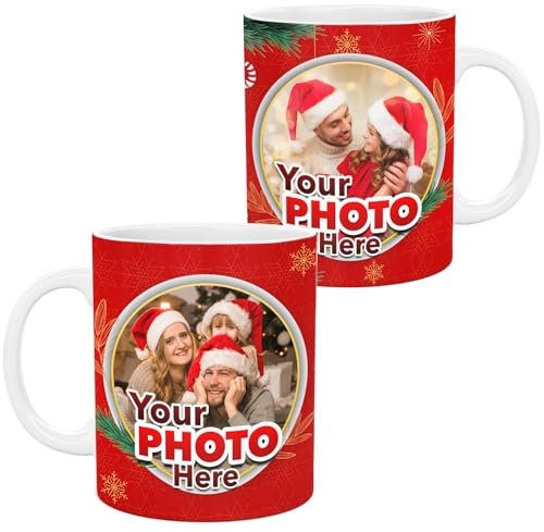 lepni.me Mug de Noël personnalisé avec votre photo et votre texte | Cadeau de tasse personnalisé en 3 modèles pour les vacances d'hiver et le nouvel an