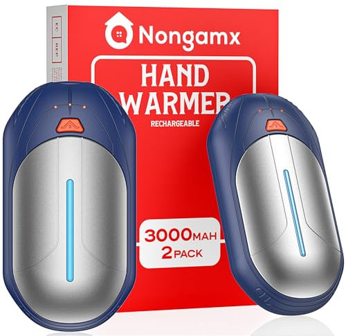 Chauffe-mains électrique réutilisable : lot de 2 chauffe-mains 6000 mAh rechargeable par USB petit mini chauffe-gants pour camping, bureau, ski, plein air, hiver, cadeau pour femme, homme, enfant