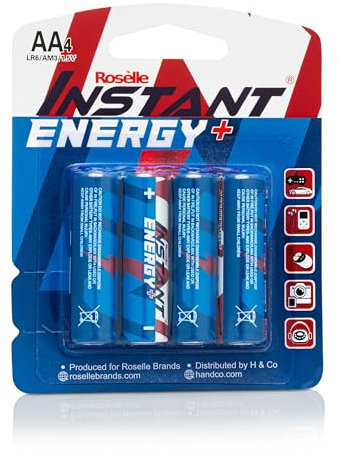 Roselle Instant Energy Plus AA Batteries, LR6/AM3/1.5V, Pack of 4