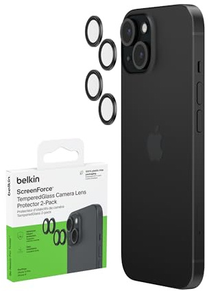 Belkin ScreenForce Camera Lens Protector for Apple iPhone 15, 15 Plus, Case Friendly, iPhone Accessories (2 Pack)