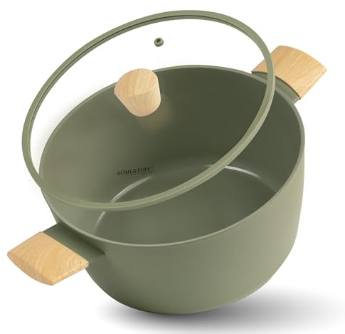 Römertopf Kochtopf 26 cm 6,1 L Keramik-Antihaft Glasdeckel, Grün | Aluminium mit Keramik-Antihaftbeschichtung, für alle Herdarten inklusive Induktion, PFAS-frei, Glasdeckel