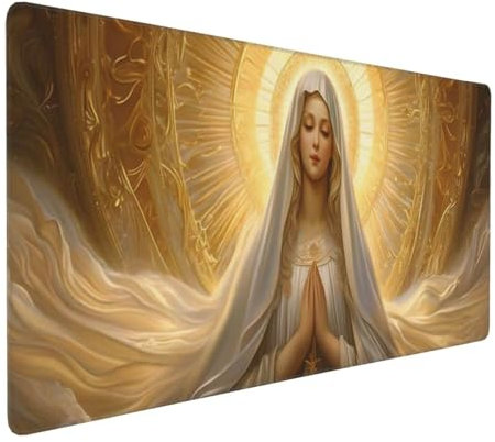 Tapis de Souris 80x40 cm Grand Tapis Souris XXL, La Vierge Tapis de Souris Bureau Gamer, à Bords Cousus, Base en Caoutchouc Antidérapante, sous Main pour Clavier et Souris, Decoration Maison E-897