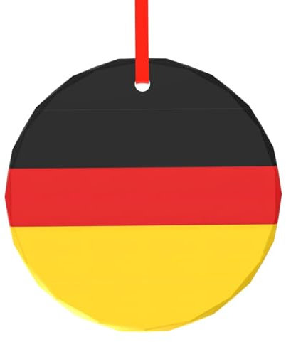 Runder Glasanhänger mit Deutschland-Flagge, exquisit, 7,9 cm, hängende Weihnachtsbaumdekoration, Weihnachtsschmuck