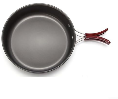 Jotekonoby Outdoor Camping Bratpfanne, 20 cm, antihaftbeschichtetes Aluminium-Kochgeschirr mit klappbarem Griff, tragbare Pfanne zum Wandern, Picknick, Rucksackreisen