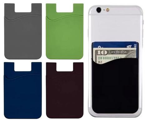 4 Stück Handy Kartenhalter, Handy Stick Rutschfester Magnetischer HandyKartenhalter Selbstklebende Kartenhalter Ausweis mit Kreditkartenfach Brieftasche zum Aufkleben Handyfach für Smartphone