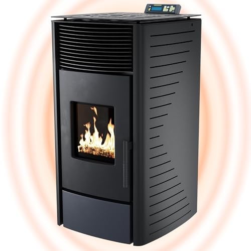 UMBRELLA® P12 Pelletofen 13,6 kW A+ bis 300 m³ – Auto-Reinigungszyklus, ECO-Modus, Wochenprogramm & mechanische Reinigungsunterstützung – Schwarz