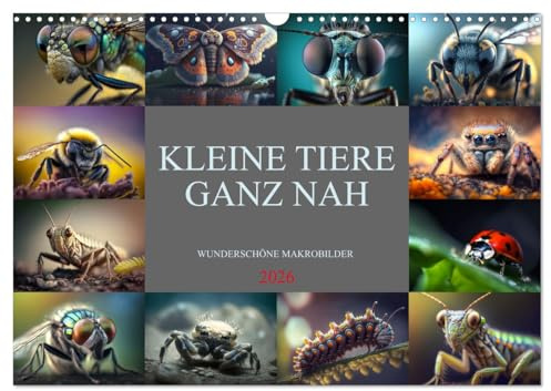 Kleine Tiere ganz nah (Wandkalender 2026 DIN A3 quer), CALVENDO Monatskalender: Farbenprächtige Makrobilder von Insekten, Spinnen und kleinen Tieren (CALVENDO Tiere)