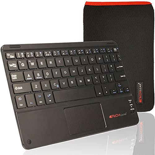 TECHGEAR [Active Strike Pro Slim Bluetooth Wireless UK QWERTY Keyboard with Mouse Touchpad for for Amazon Fire HD 10, HD 8 / Plus tablet (5th 6th 7th 9th 10th 11th 12th 13th Generation) + Carry Case