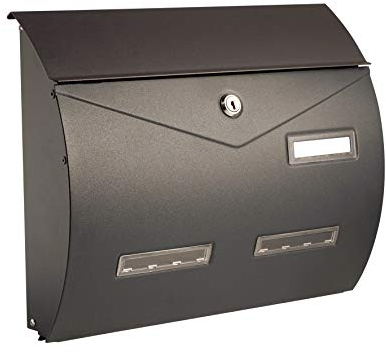 ALUBOX Busta Briefkasten im Zeitschriftenformat 31,5X37,5X10,2 cm Briefkasten mit Einbruchsicherung und Klappöffnung Wetterfester und Korrosionsbeständiger Außenbriefkasten (metallisches Silber)