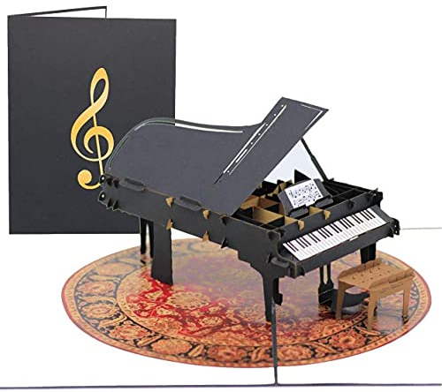 PopLife® Grand Piano Pop Up Card for All Occasions - Happy Birthday, Graduation, Congratulations, Retirement, Fathers Day - Musicians, Teacher & Student, Music Lovers - Folds Flat for Mailing