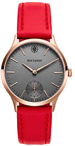 Kistanio Stratolia Damenuhr mit Lederarmband Analog Saphirglas Rose Silbergrau STR-31-014