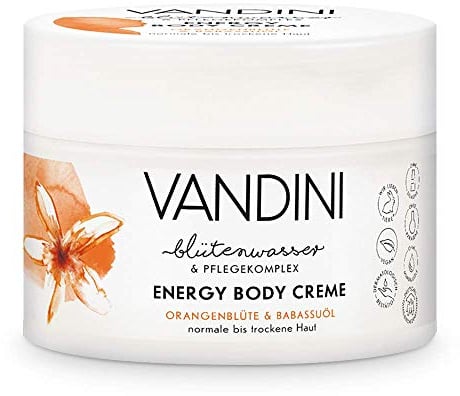 VANDINI Energy Body Creme Damen mit Orangenblüte & Babassuöl - Körpercreme & Gesichtscreme für normale bis trockene Haut - vegane Feuchtigkeitscreme für Frauen (1x 200 ml)