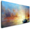 Malerei mit Segelboot 120x 60cm Panorama Leinwand Bild XXL Format Wandbilder Wohnzimmer Wohnung Deko Kunstdrucke