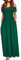 STYLEWORD Women's Summer Cold Shoulder Short Sleeve Maxi Dress Solid Colour Elegant Long Dress with Pockets(Green-456,L)