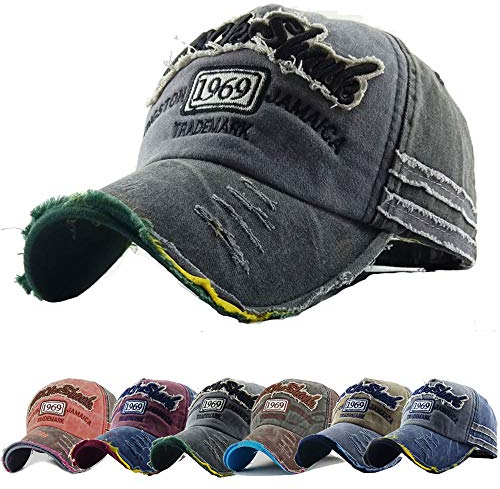 Yutdeng Unisex Baseball Cap BlackRebel im Retro Vintage Used-Look Distressed Washed Look Snapback Gestickter Schriftzug 1969 Outdoor Baseball Kappe Mütze Schirmmütze Basecap verstellbar.