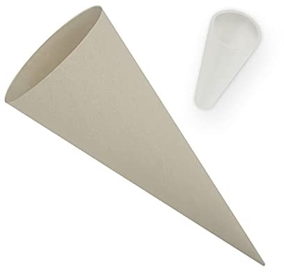 itenga Set Bastelschultüte rund 70 cm inkl. Spitzenschutz - Schultüte Zuckertüte Rohling 1. Schuljahr (Grau)