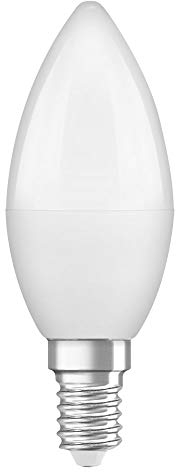 OSRAM LED Lampe mit E14 Sockel, Tageslicht (6500K), Kerzenform, 5.5W, Ersatz für 40W-Glühbirne, matt, LED STAR CLASSIC B , 10er-Pack