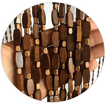 Refue Wood Beaded curtains for Doorway, Partition Door Beads Curtain, Fly Screen Panel, Handmade Woven, Wall Hanging Home Decor Divider, Vintage coffee 120×220cm/47×87in(80 Strands)
