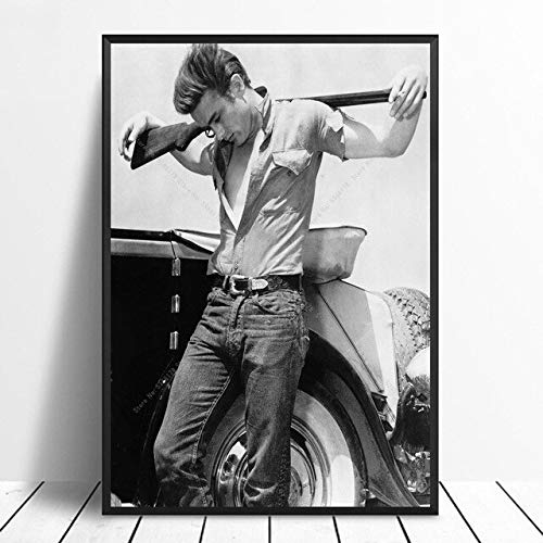 shuimanjinshan James Dean Schwarz Weiß Heißes Ölgemälde Lesen Filmstar Poster Drucken Wandkunst Leinwand Bild Home Wohnzimmer Dekor 50x70CM Kein Rahmen H-1658