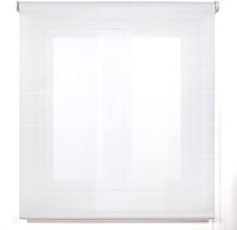 Blindecor Belmont estor enrollable tejido translúcido brillante - Blanco, 190 x 270 cm (Ancho por Alto). Tamaño de la Tela 187 x 265 cm. Estores para ventanas