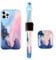 Makzib Matching Case compatible with iPhone 11pro,Airpods case 1& 2 & pro 3 gen with Watch band.Marble design Thin slim Glossy 3 in 1 protective cases (38mm 40mm Airpods 1&2, Marble Pink & Blue)
