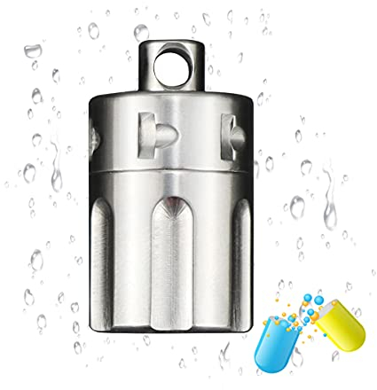 AMZCOM wasserdichte Kapsel Anhänger Outdoor Titan pillendose schlüsselanhänger, Mini Pillenbox tablettendose für unterwegs, Klein EDC tragbar aufbewahrungsbox,Inner Diameter 25mm