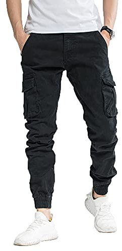TONY BACKER Pantaloni Casual Uomo Pantaloni Cargo Uomo Pantalone Vintege G6551 (IT, Misura del girovita, 48, Regular, Regular, Nero)
