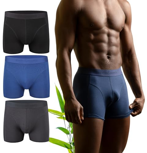 Hunter&Hawks Lot de 3 Boxer Homme en Viscose de Bambou | S-6XL | Calecon Homme Doux et Respirant | Anti-Frottement, Propriétés Anti-Humidité pour Une Fraîcheur et Une Détente Ultimes