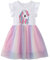 Baogaier Kleid Mädchen Einhorn Pailletten Sommerkleid Ärmellos Baumwolle Gr. 104-110 Glitzer Tüllkleid Shirtkleid Ballkleid Tüll Rock mit Rosa Farbverlauf für Kinder Kleinkinder 4-5 Jahire, Weiß