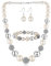 Bulinlin Perlen Damen Schmuck Set Silber Choker Halskette Ohrringe Creolen Statement Modeschmuck Weihnachtsgenchenke für Frauen(White pearl)