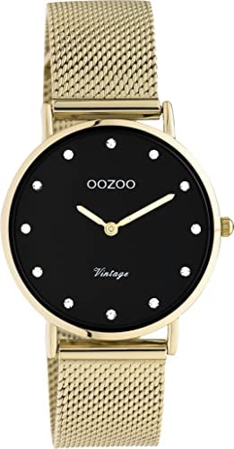 Oozoo Vintage Damen Uhr - Armbanduhr Damen mit 16mm Mesh Armband - Analog Damenuhr in rund C20242