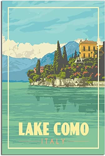 RuiChuangKeJi Poster Artworks 23.6x31.5in(60x80cm) No Frame Vintage Travel Posters Lake Como Italy Family Bedroom Decorative Posters Gift Wall Painting Poster