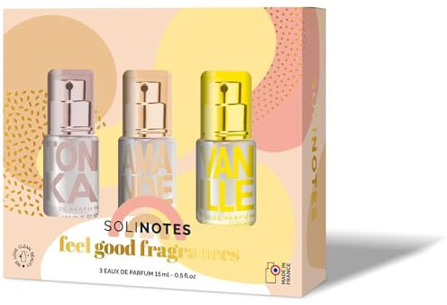 Coffret cadeau Parfum SOLINOTES - 3 Eaux de Parfum - Tonka, Amande, Vanille. 15ml chacune