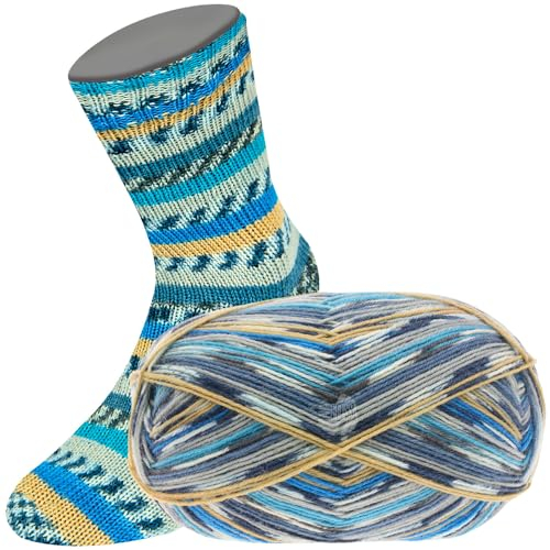 LANA GROSSA Meilenweit 6-fach 150 | 6-fädiger Sockenklassiker, waschmaschinenfest | Handstrickgarn 80% Schurwolle & 20% Polyamid | 150g Wolle zum Stricken & Häkeln | 390m Garn FB9559